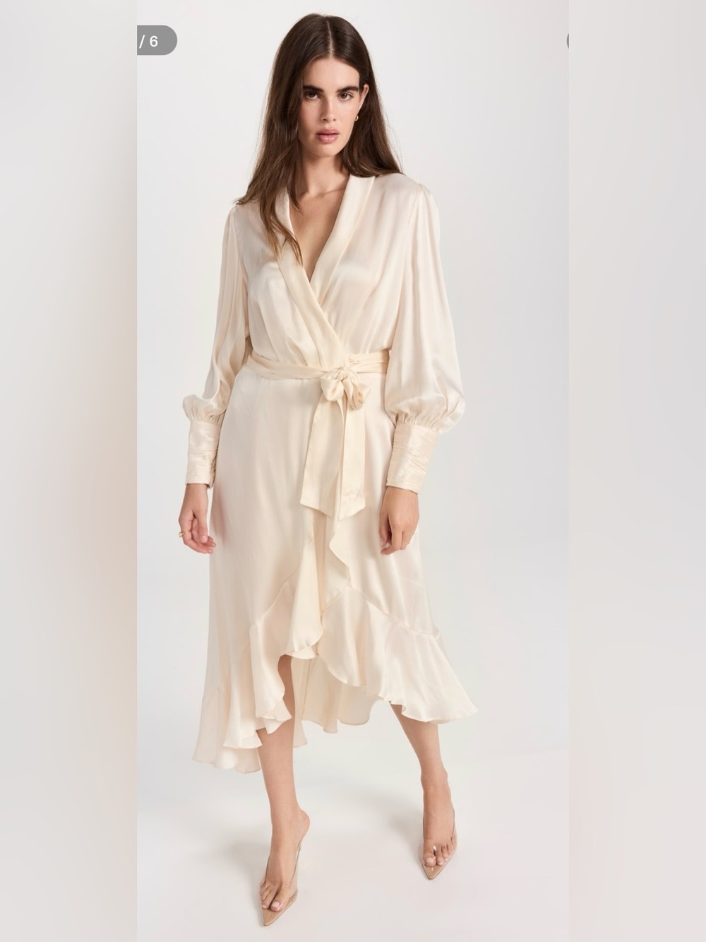 Zimmermann Silk Wrap Midi Dress in Milk - Size 1 - $650
